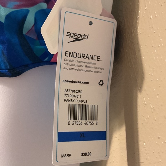 Speedo Endurance size XL Pansy Purple  swim top crisscross back tie - Picture 3 of 5